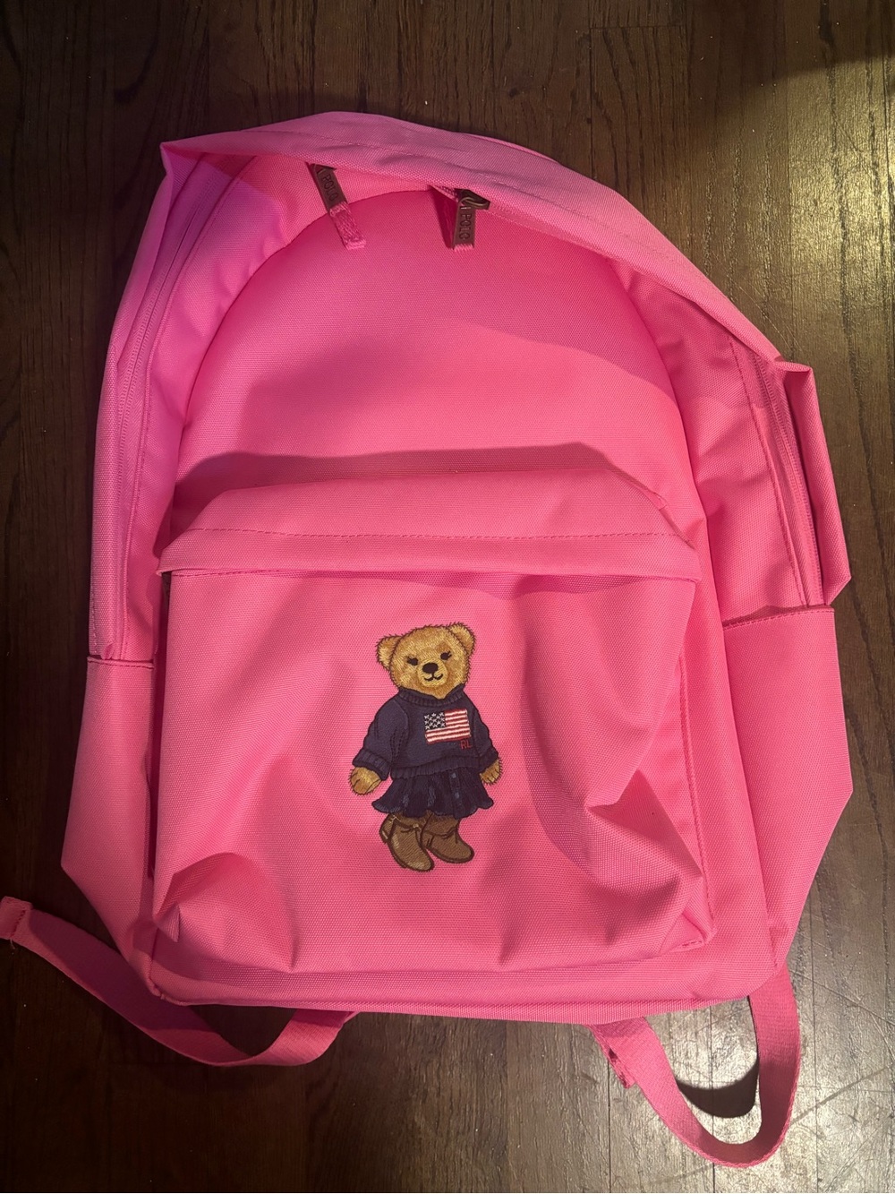 Polo by Ralph Lauren Pink Kids Backpack with Embroidered Bear